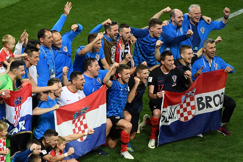 克羅埃西亞慶祝準決賽獲勝。（AFP授權）
