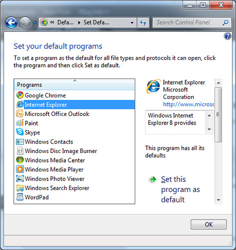 how to setup internet explorer as default browser