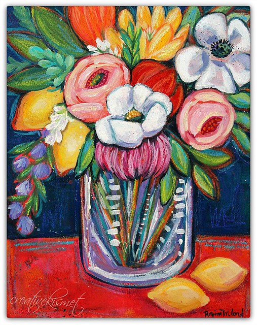 Colorful Flower Bouquet, original art by Regina Lord