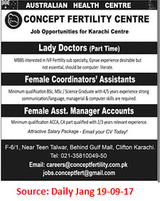 Concept Fertility Centre,Lady Doctor,Karachi