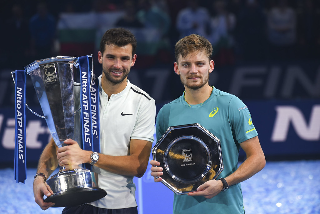 ATP年終賽冠軍Grigor Dimitrov（圖左）與David Goffin合影。（達志影像）