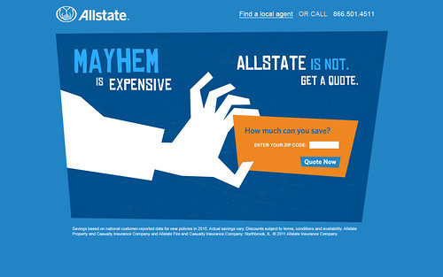 Allstate Mayhem quote landing page | 2011 | Jon Butler | Flickr