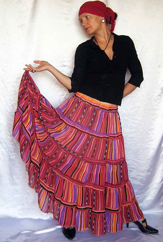 Skirt Striped Tiered Ruffle Chiffon Urban Boho Hippie Gips… | Flickr
