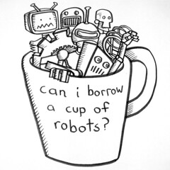 cup of robots ~ on white