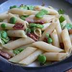 Broad Beans, pasta and bacon
