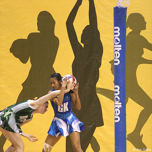Netball | The huge poster of printed netball players' silhou… | Flickr