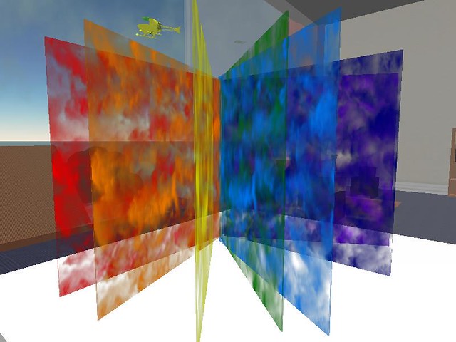 Second Life: Porcupine: Autistic Liberation Front: Rainbow Cloud Panels