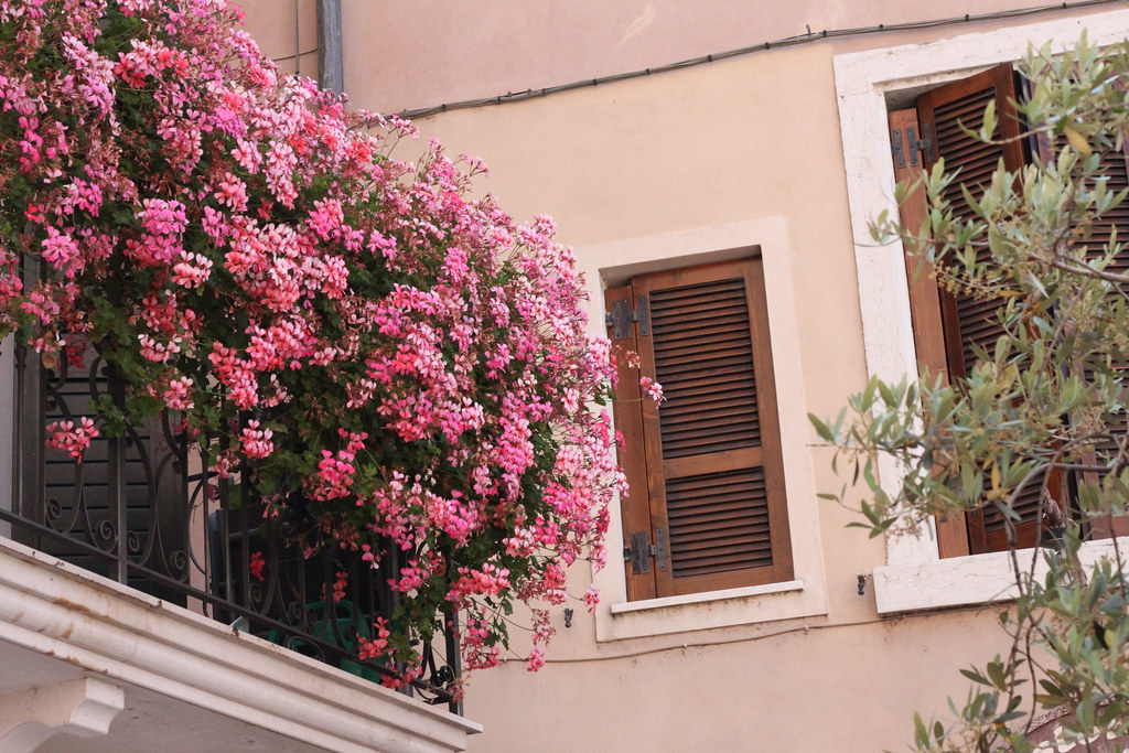 Flowers on apartments in Italy