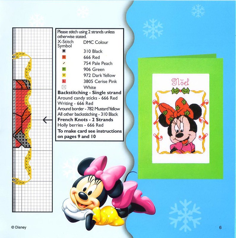 Carte Minnie pour Noël au point de croix