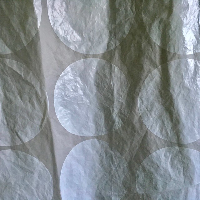 Large dot pattern on a shower curtain