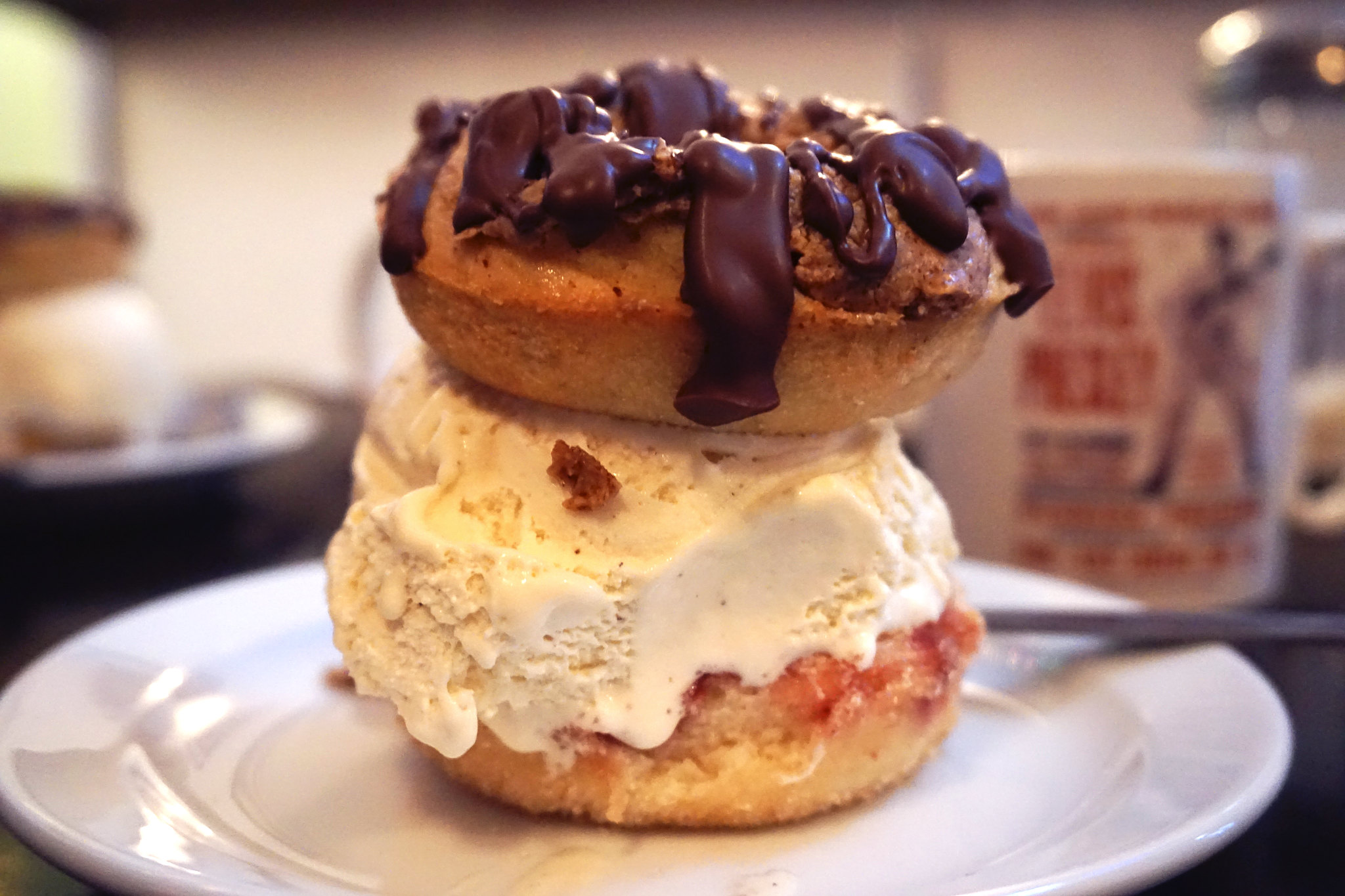 Gluten free vegan doughnut ice cream sandwich from Cookies and Scream Holloway London