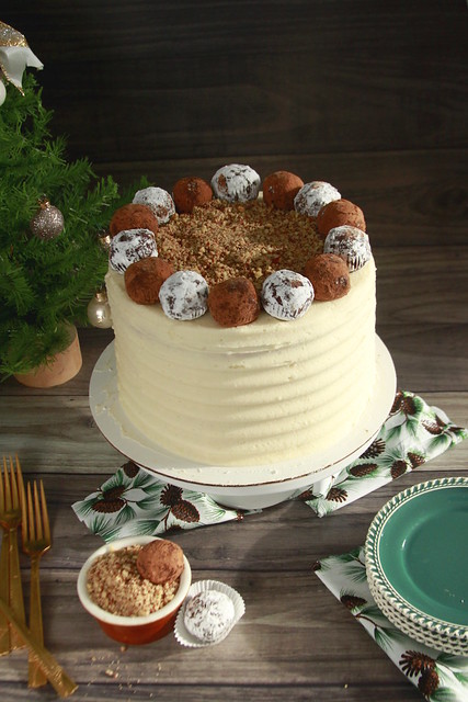 Chocolate Caramel Cake with bourbon caramel and cookies