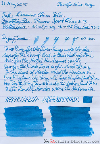 Diamine China Blue on Clairefontaine