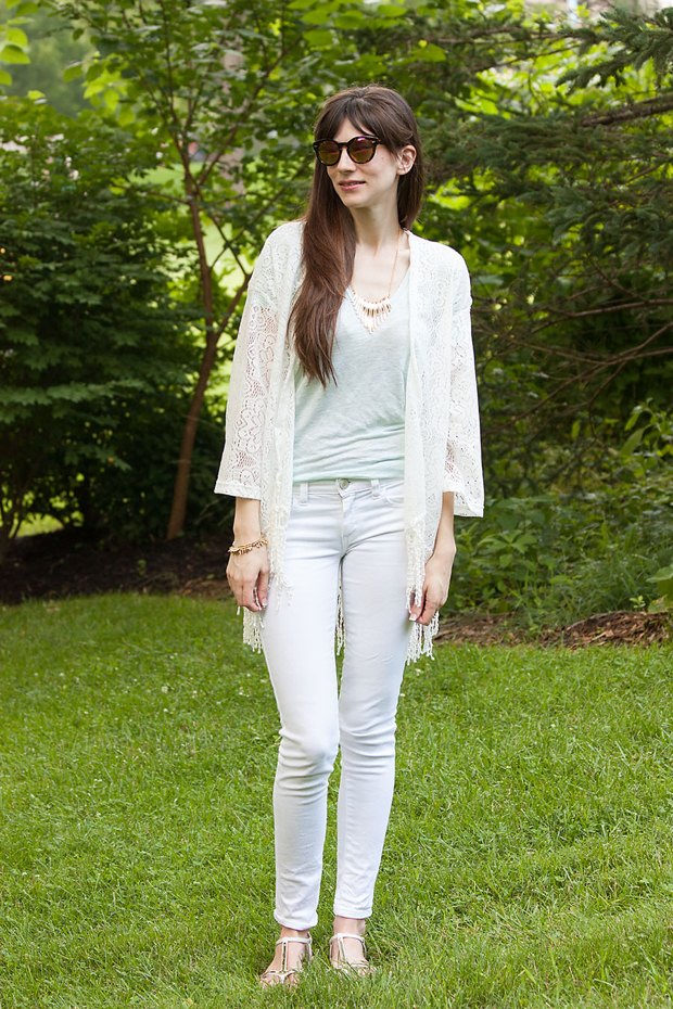 White Lace Kimono, Exalted Heights Boutique, White Jeans