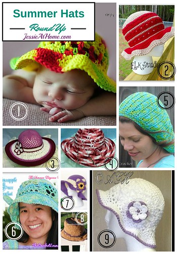 Summer Hats Crochet Pattern Round Up from Jessie At Home