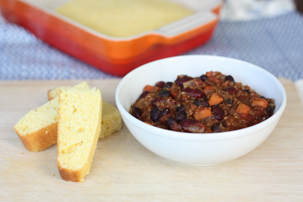 chili with a side of cornbread
