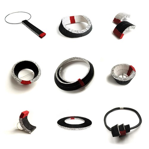 Black, White and Red Folded Paper Jewelry