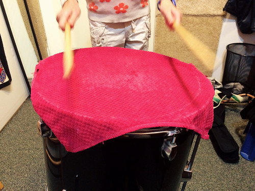 Teaching Elly the drums (Feb 4 2016)
