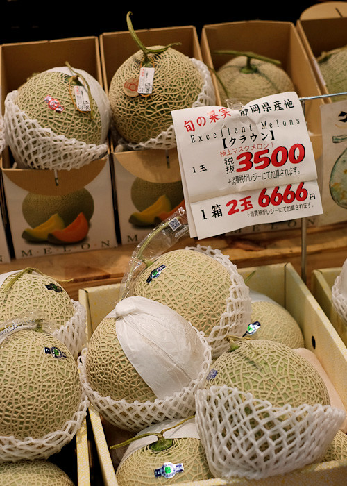 Rockmelons at Kuromon Ichiba Market in Osaka, Japan