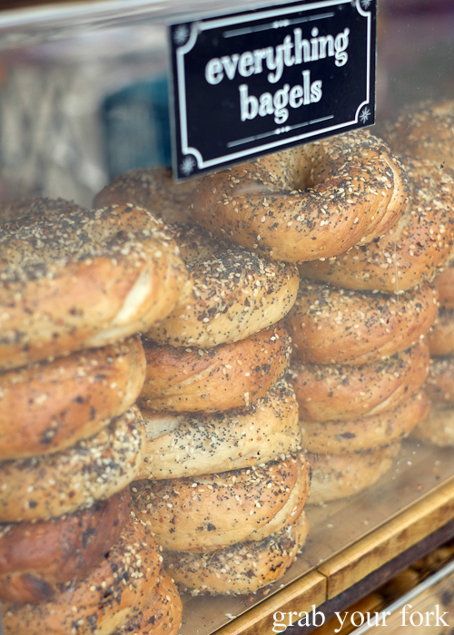 Everything bagels by Bury Me Standing Coffee Co at the Salamanca Market in Hobart