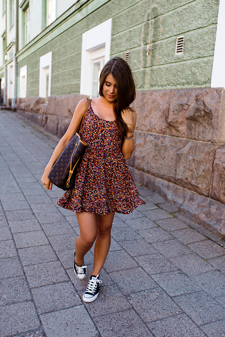 floral dress with converse
