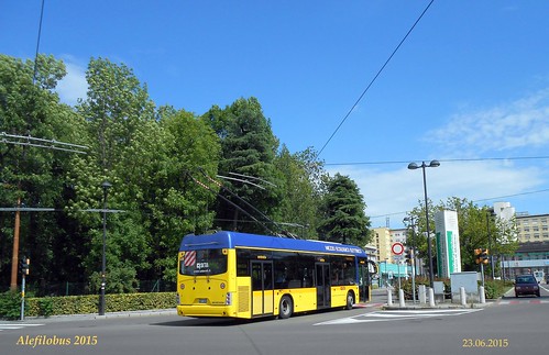 filobus Neoplan mentre entra nel viale del Policlinico - linea 7