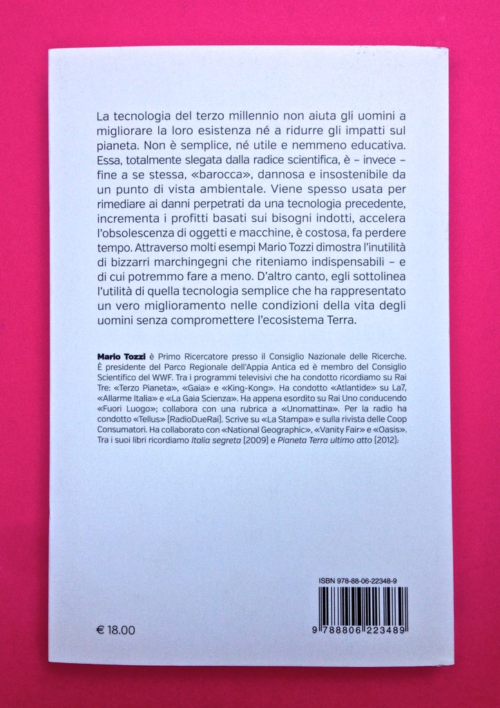 Mario Tozzi, Tecnobarocco. Einaudi 2015. Responsabilità grafica non indicata [Marco Pennisi]. Quarta di copertina (part.), 1