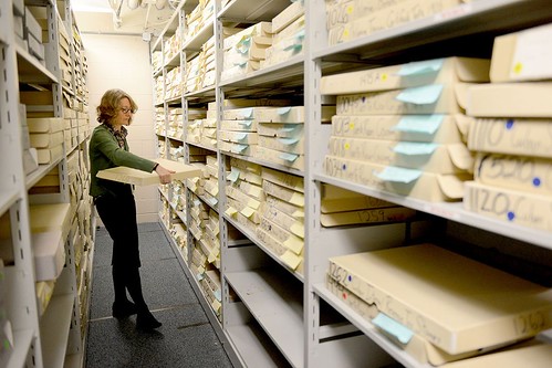 Smithsonian scanning archive shelves