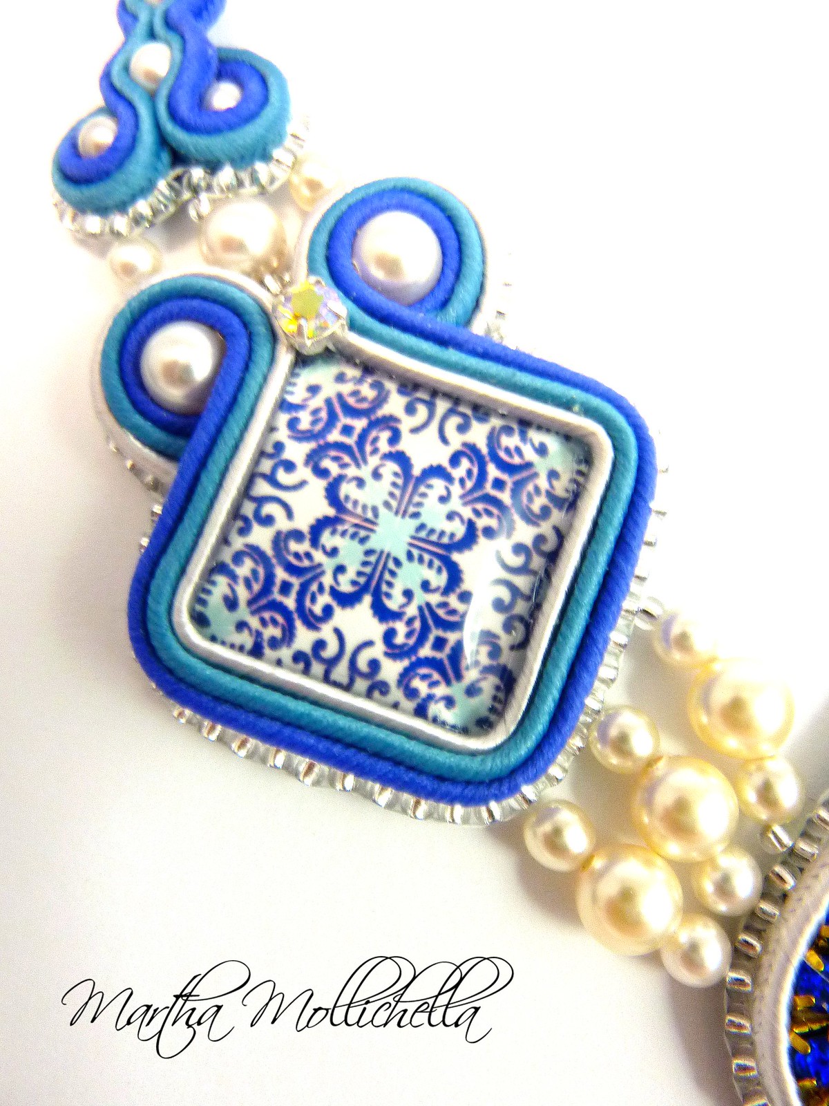 collana soutache azulejo contemporaneo by Martha Mollichella Handmade Jewelry
