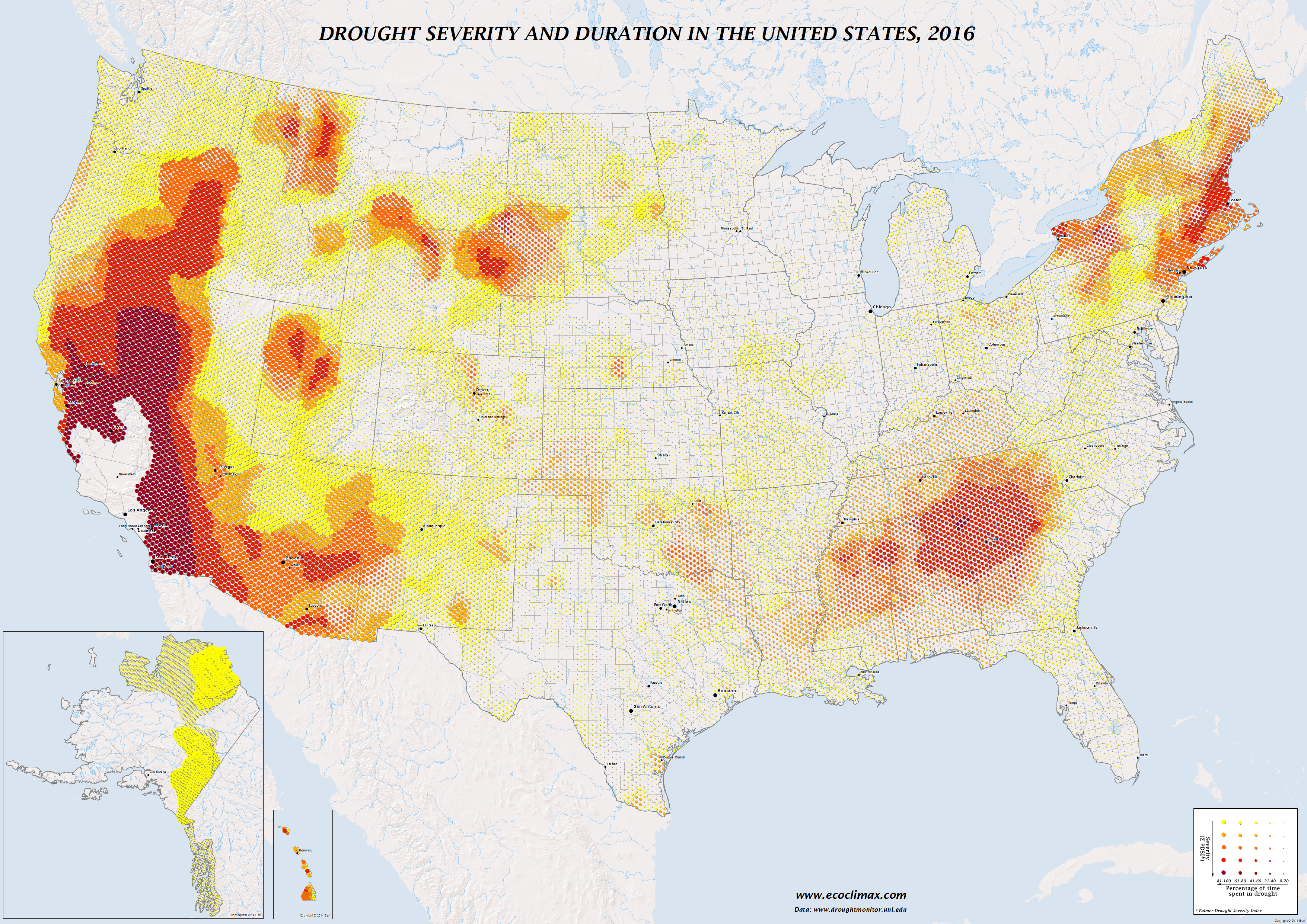 Drought severity & duration in the U.S, 2016