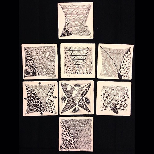 "Introduction to Zentangle" student tiles