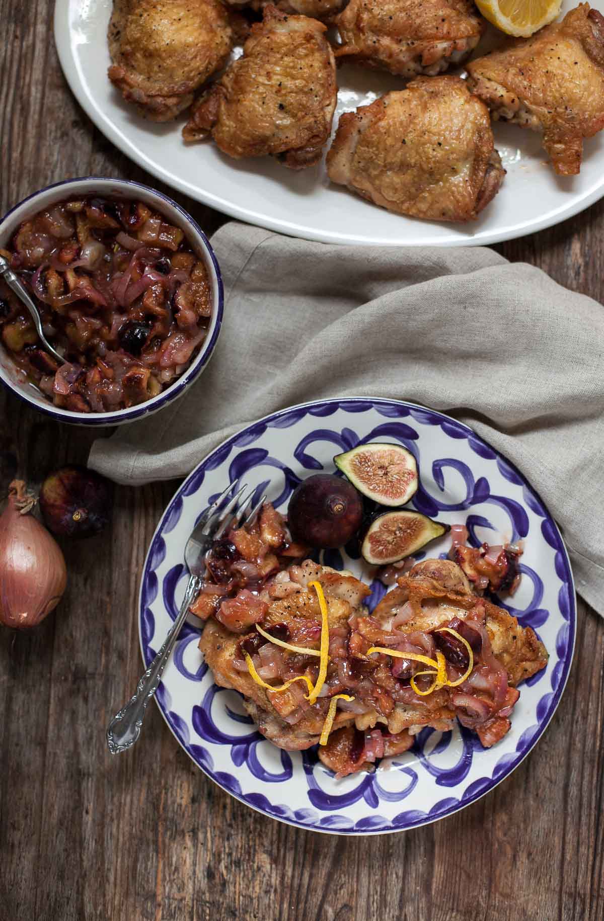 Crispy Chicken with Fig and Shallot Compote | acalculatedwhisk.com A simple but gourmet paleo dinner, perfect for a Whole30 or anytime. @beckywink