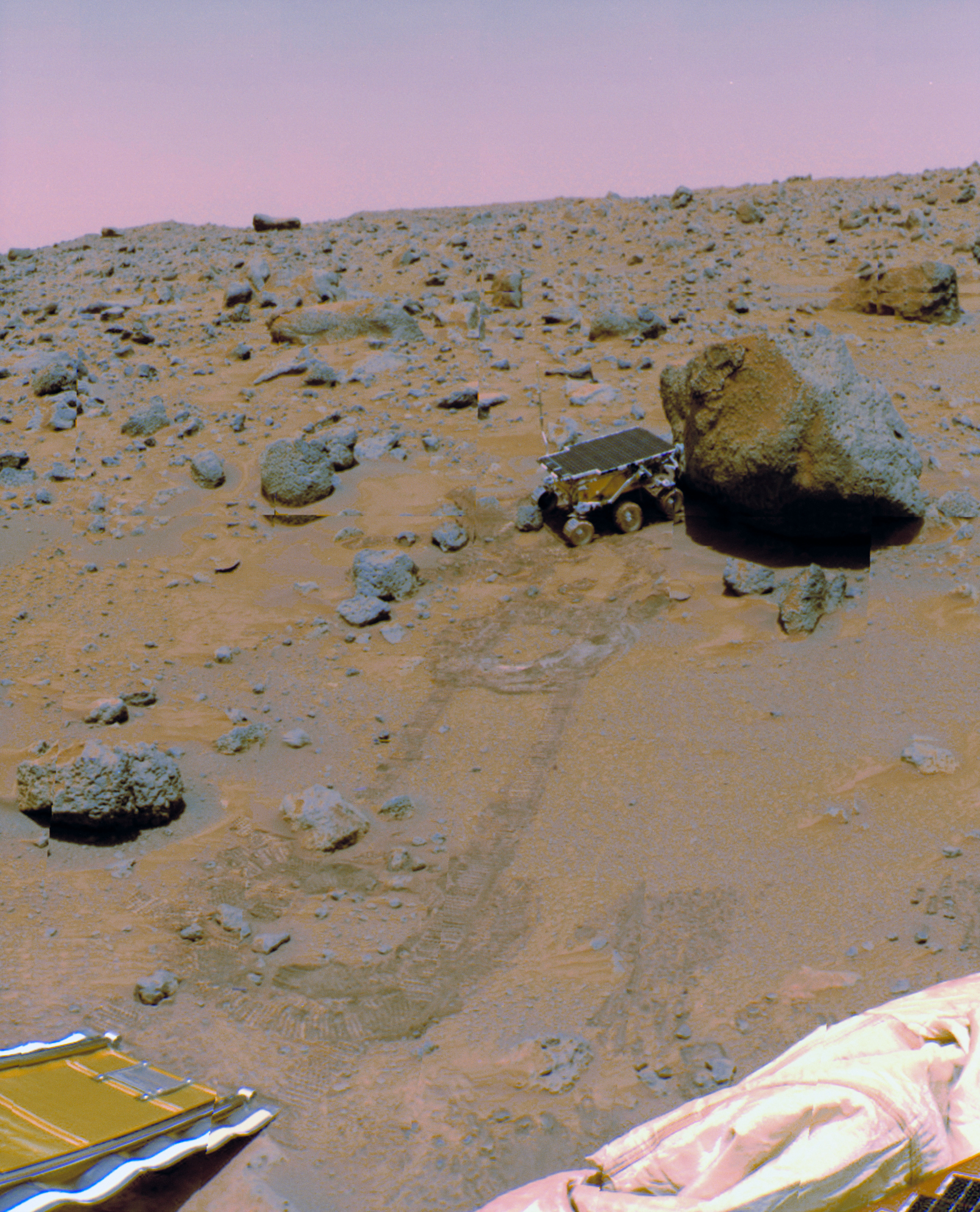 Pathfinder photographed the Martian surface and the Sojourner Rover ...