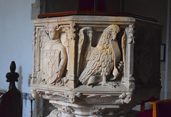 font: angel holding a shield of the Holy Trinity and the eagle of St John