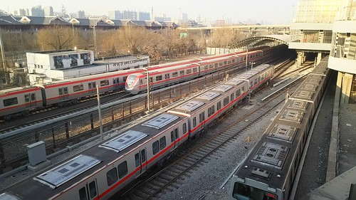 Beijing Metro SFX02 series(Back) in Sihui station, Beijing, China /Feb 2, 2017