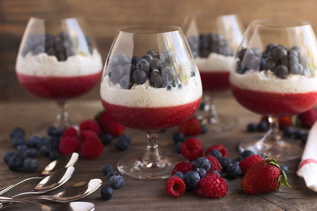Red White and Blue Berry Chia Parfaits
