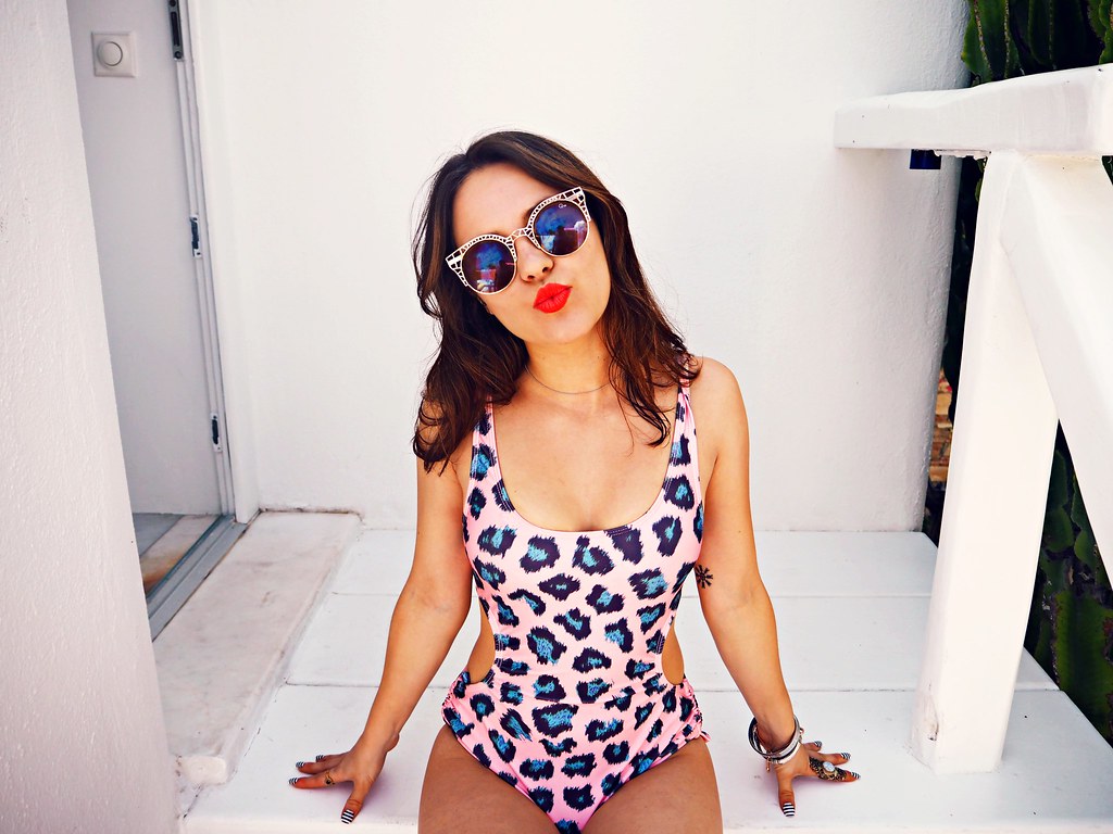Wildfox Leopard pink cut out swimsuit 1