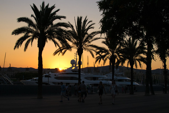 Sunset barcelona port