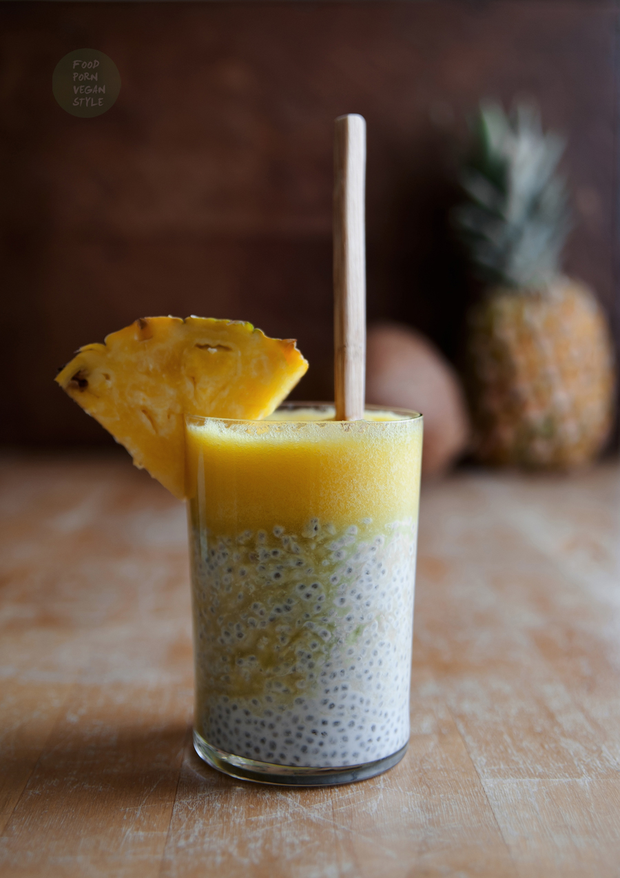 Coconut chia pudding with pineapple mousse