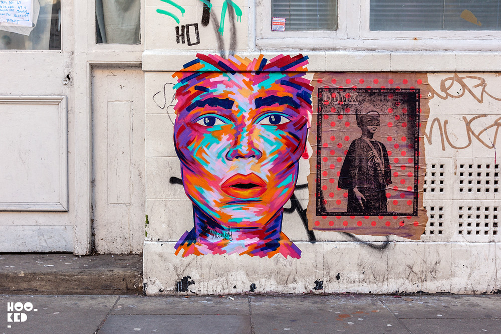Vibrant portrait pasteups by French street artist Manyoly