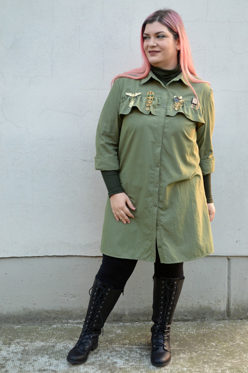 Outfit plus size verde militare e nero (2)