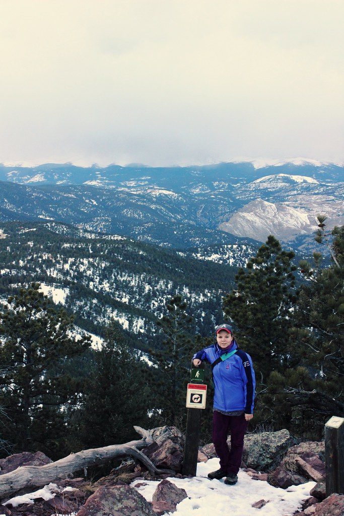 Jenni on Green Mountain Summit in winter