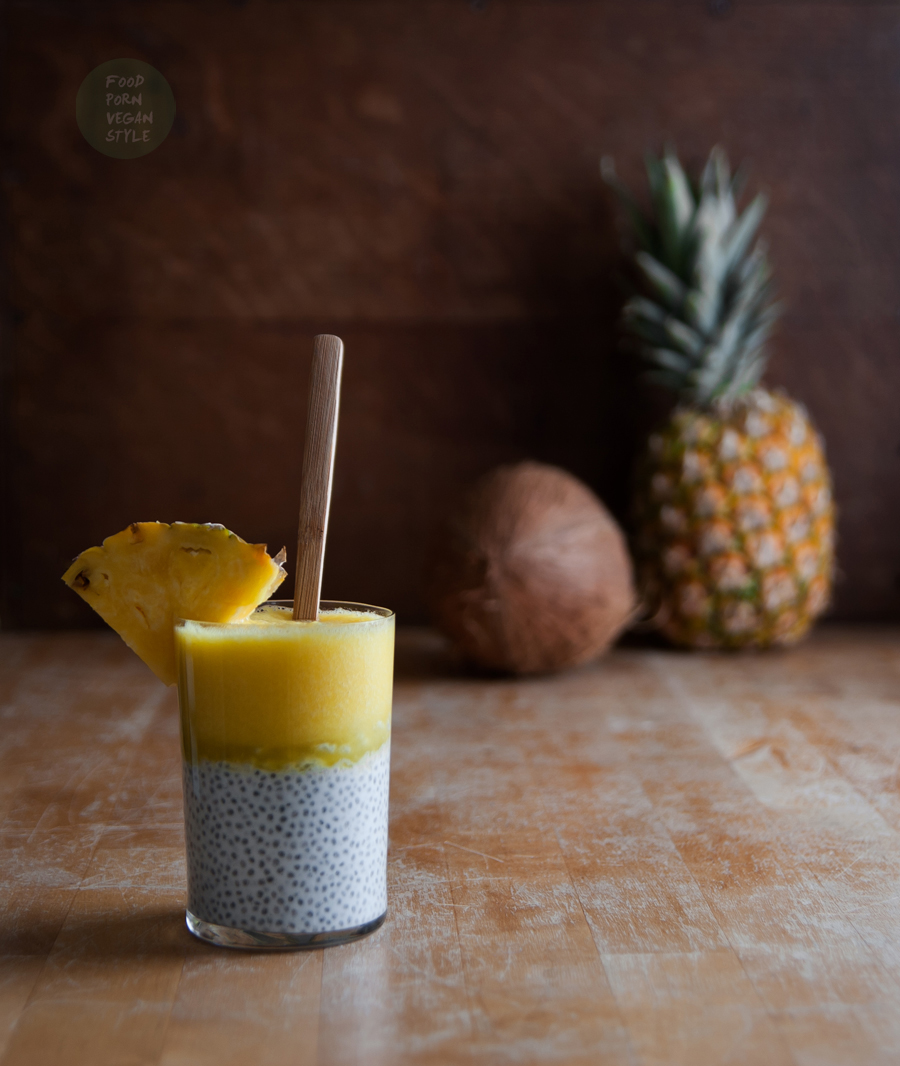 Coconut chia pudding with pineapple mousse
