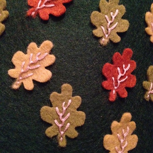 Embroidered felt leaves