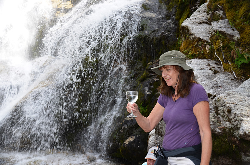 Drinking waterfall water, Posada Quelat, Quelat, Chile