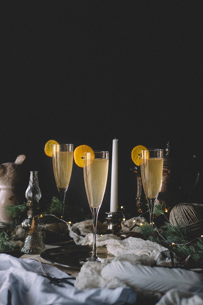 Sparkling Roasted Peach Bellini with Candied Clementines | TermiNatetor Kitchen