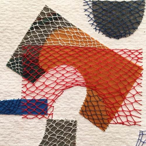 Layered Stitching over Fabric on Paper by Karin Lundström