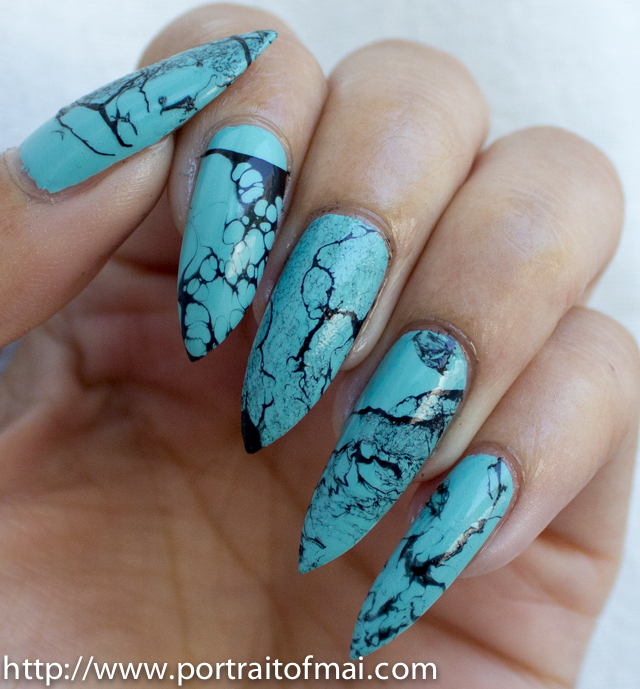 turquoise stone nail art manicure (1 of 1)