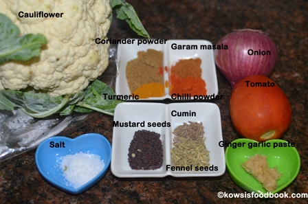 Ingredients for cauliflower dosa