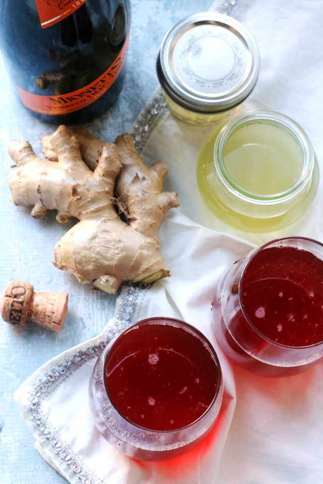 Cranberry Ginger Mimosas with Homemade Ginger Simple Syrup